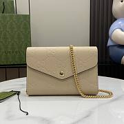 Gucci Leather Chain Wallet Beige 20x13x6cm - 1