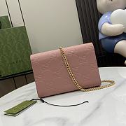 Gucci Leather Chain Wallet Pink 20x13x6cm - 4