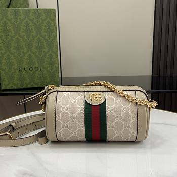 Gucci Ophidia Mini Shoulder Bag Beige And White GG 18.5x10x10cm
