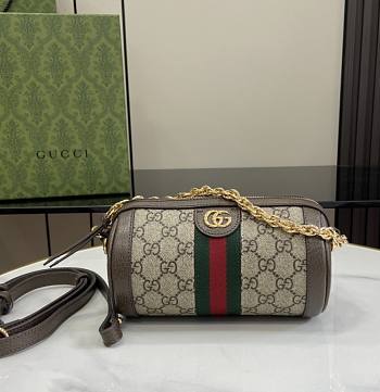 Gucci Ophidia Mini Shoulder Bag Beige And Ebony GG 18.5x10x10cm