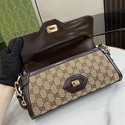 Gucci Luce Small Shoulder Bag Beige And Ebony GG 27.5x12.5x6.5cm - 3