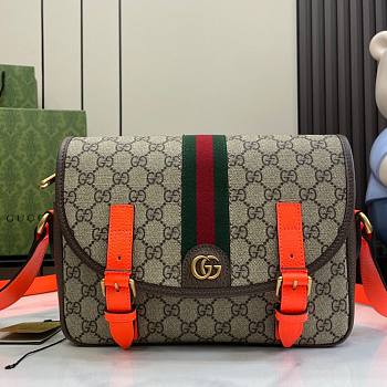 Gucci Ophidia GG Crossbody Bag Beige And Ebony GG Bright Orange 27.5x18.5x6.5cm