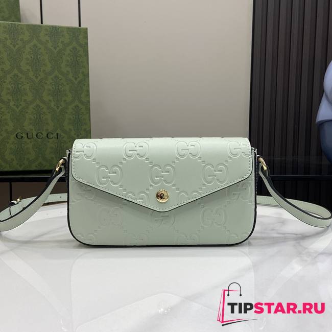 Gucci GG Super Mini Shoulder Bag Pale Green GG 21x13.5x3cm - 1