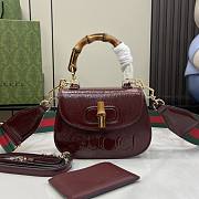 Gucci Bamboo 1947 Small Top Handle Bag Red Patent 17x12x7.5cm - 1