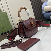 Gucci Bamboo 1947 Small Top Handle Bag Red Patent 17x12x7.5cm - 2