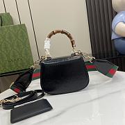 Gucci Bamboo 1947 Small Top Handle Bag Black Patent 17x12x7.5cm - 5