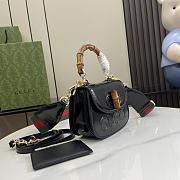 Gucci Bamboo 1947 Small Top Handle Bag Black Patent 17x12x7.5cm - 3