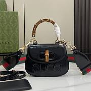 Gucci Bamboo 1947 Small Top Handle Bag Black Patent 17x12x7.5cm - 1