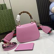 Gucci Bamboo 1947 Small Top Handle Bag Pink Patent 17x12x7.5cm - 3