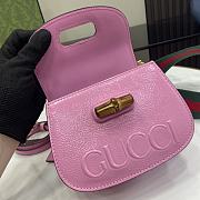 Gucci Bamboo 1947 Small Top Handle Bag Pink Patent 17x12x7.5cm - 2