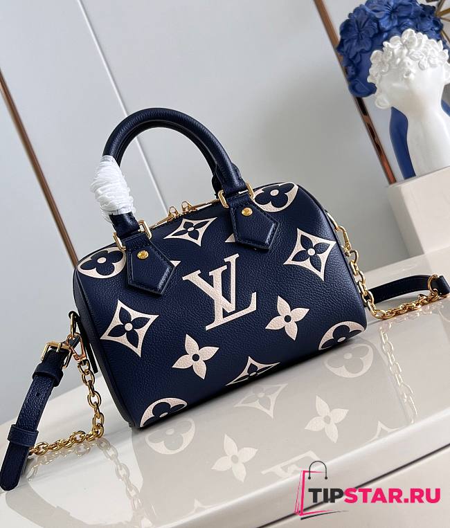 LV Speedy Bandoulière 20 Navy Blue M47048 Nautical 20.5x13.5x12cm - 1