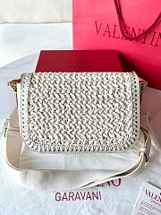 VLTN Garavani Alltime Woven Leather Shoulder Bag White 23.5x16x8cm - 5