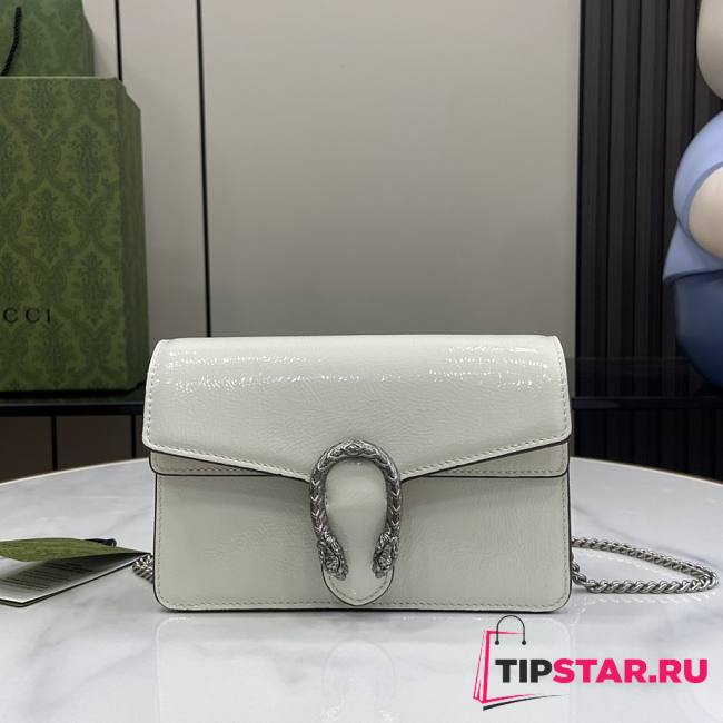 Gucci Dionysus Super Mini Bag White Patent 17.5x11x6.5cm - 1