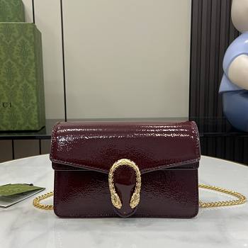 Gucci Dionysus Super Mini Bag Red Patent 17.5x11x6.5cm