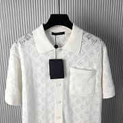 LV Monogram Pointelle Cotton Short-Sleeved Shirt White 1ABJ2V - 4