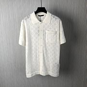 LV Monogram Pointelle Cotton Short-Sleeved Shirt White 1ABJ2V - 1