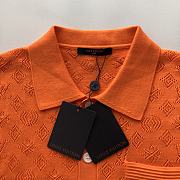 LV Monogram Pointelle Cotton Short-Sleeved Shirt Orange - 2