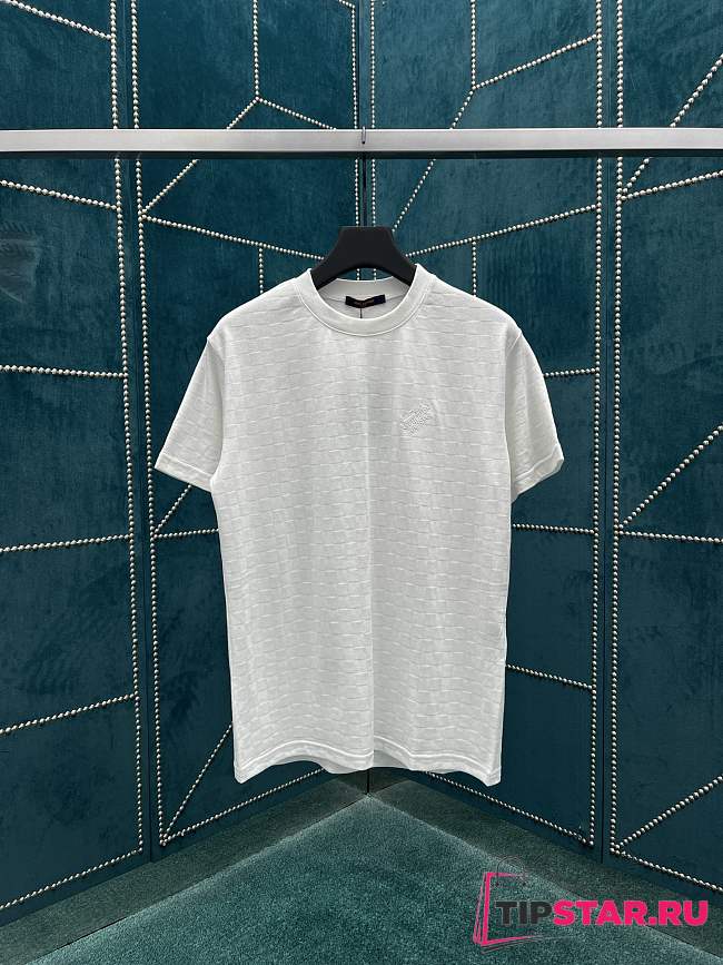 LV Damier Cotton Piqué T-Shirt White 1AFRAC - 1