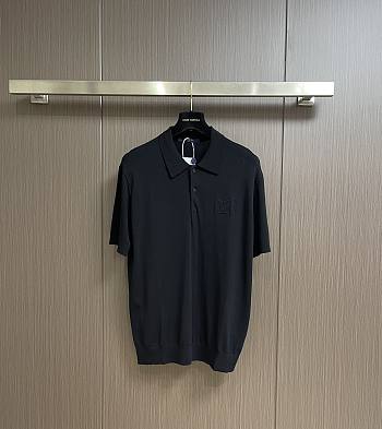 LV Cashmere And Cotton Blend Short-Sleeved Polo Black 1ABJ3H