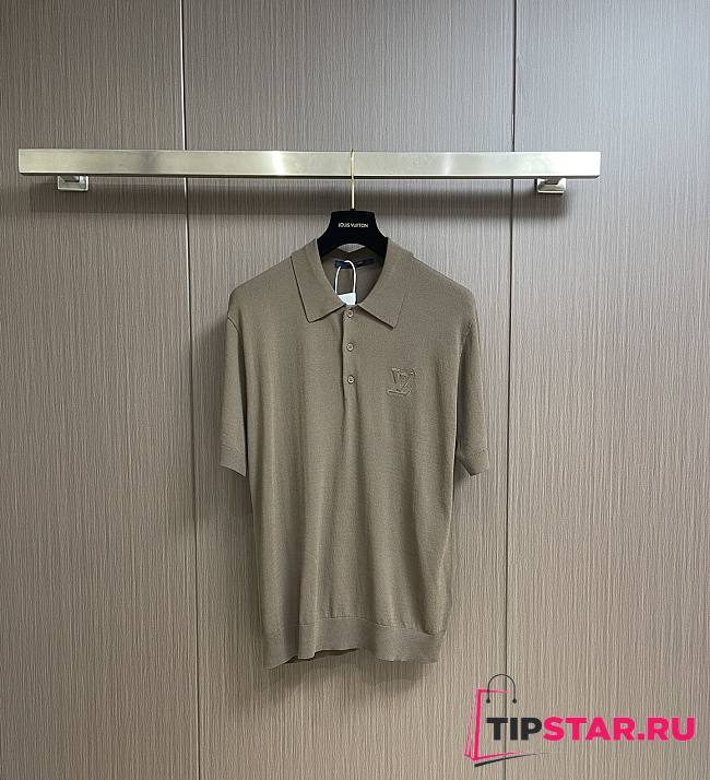 LV Cashmere And Cotton Blend Short-Sleeved Polo Brown - 1