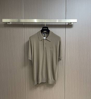 LV Cashmere And Cotton Blend Short-Sleeved Polo Brown