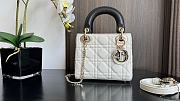 Mini Lady Dior Bag Two-Tone Sky White and Black Cannage Lambski 17x15x7cm - 1