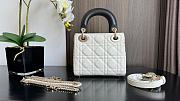 Mini Lady Dior Bag Two-Tone Sky White and Black Cannage Lambski 17x15x7cm - 6