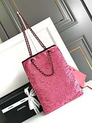 CC Shopping Bag Sequins & Black Metal Pink & Black 39×30×2cm - 4