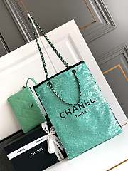 CC Shopping Bag Sequins & Black Metal Green & Black 39×30×2cm - 1