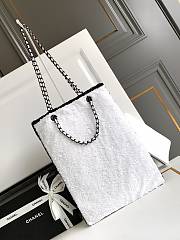 CC Shopping Bag Sequins & Black Metal White & Black 39×30×2cm - 3