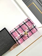 CC Flap Classic Mini Bag Cotton Wool Tweed Pink Navy Blue White 12×20×6cm - 1