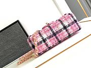 CC Flap Classic Mini Bag Cotton Wool Tweed Pink Navy Blue White 12×20×6cm - 6