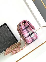 CC Flap Classic Mini Bag Cotton Wool Tweed Pink Navy Blue White 12×20×6cm - 3