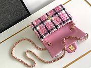 CC Flap Classic Mini Bag Cotton Wool Tweed Pink Navy Blue White 12×20×6cm - 2