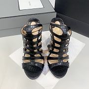 Tom Ford Stamped Crocodile Leather Carine Sandal Black 10.5cm - 6