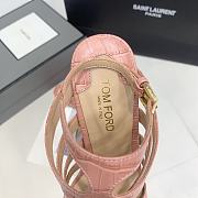 Tom Ford Stamped Crocodile Leather Carine Sandal Pink 10.5cm - 3