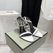 Tom Ford Shiny Leather Padlock Pointy Naked Sandal White 10.5cm - 1