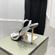 Tom Ford Shiny Leather Padlock Pointy Naked Sandal White 10.5cm - 6