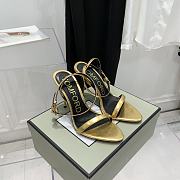 Tom Ford Laminated Nappa Leather Padlock Pointy Naked Sandal Gold 10.5cm - 1