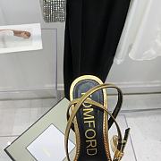 Tom Ford Laminated Nappa Leather Padlock Pointy Naked Sandal Gold 10.5cm - 3