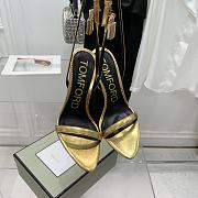 Tom Ford Laminated Nappa Leather Padlock Pointy Naked Sandal Gold 10.5cm - 2