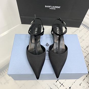 Prada Satin Slingback Pumps Black 3.5cm