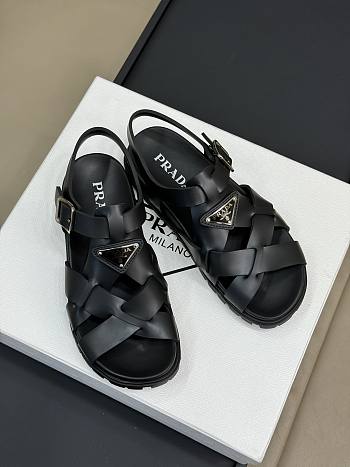 Prada Crisscross Rubber Sandals Black