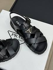 Prada Crisscross Rubber Sandals Black - 5