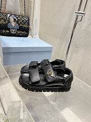 Prada Flat Nappa Leather Sandals Black  - 4