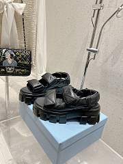 Prada Monolith Nappa Leather Sandals Black - 5