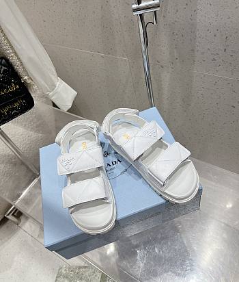 Prada Padded Nappa Leather Sandals White