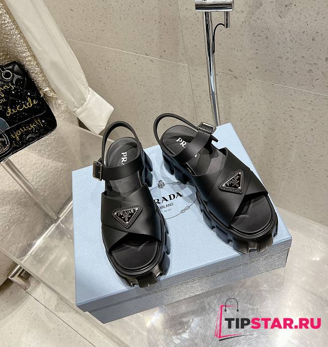 Prada Monolith Rubber Sandals Black - 1