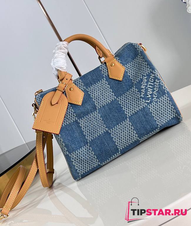 LV Speedy Bandoulière 25 Blue Damier Denim 3D N40700 25x15x15cm - 1