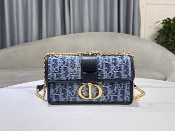 Dior 30 Montaigne East-West Bag with Chain Blue Denim Dior Oblique Jacquard 21x12x6cm